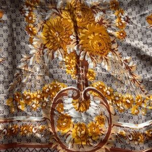 Floral Patterned Scarf with Logo